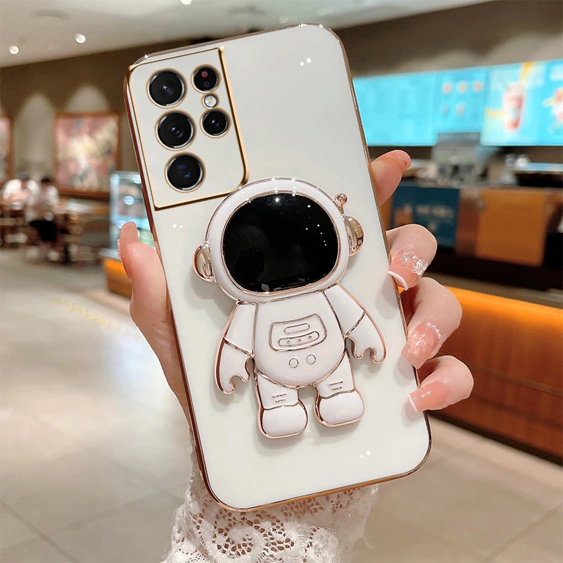 Custodia pieghevole per astronauta carino per Samsung Galaxy S22 S21 S10 S20FE Plus Ultra Note20 10Lite A13 A32 A52 placcatura_voghion.com