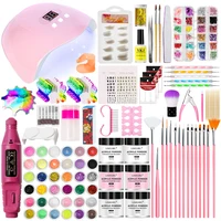 Acrylic Powder French Manicure Dust Professional White Clear Pink Crystal Polymer Builder Nails Extension Gel Kit Nail Set 1
