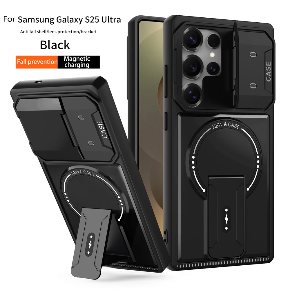 Étuis de téléphone magnétiques avec support pliable et protection complète de l'objectif pour Samsung Galaxy S26 S25 S24 S23 S22 Ultra Plus pour Magsafe