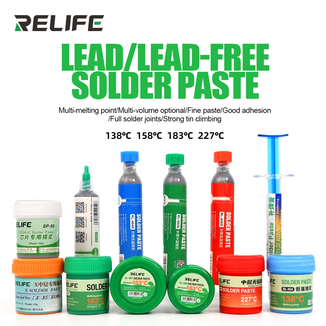 RELIFE Repair Tools Solder Paste Low/Medium/High Temperature Soldering Tin Flux For Chips Computer Phone LED BGA SMD PGA PCB DIY