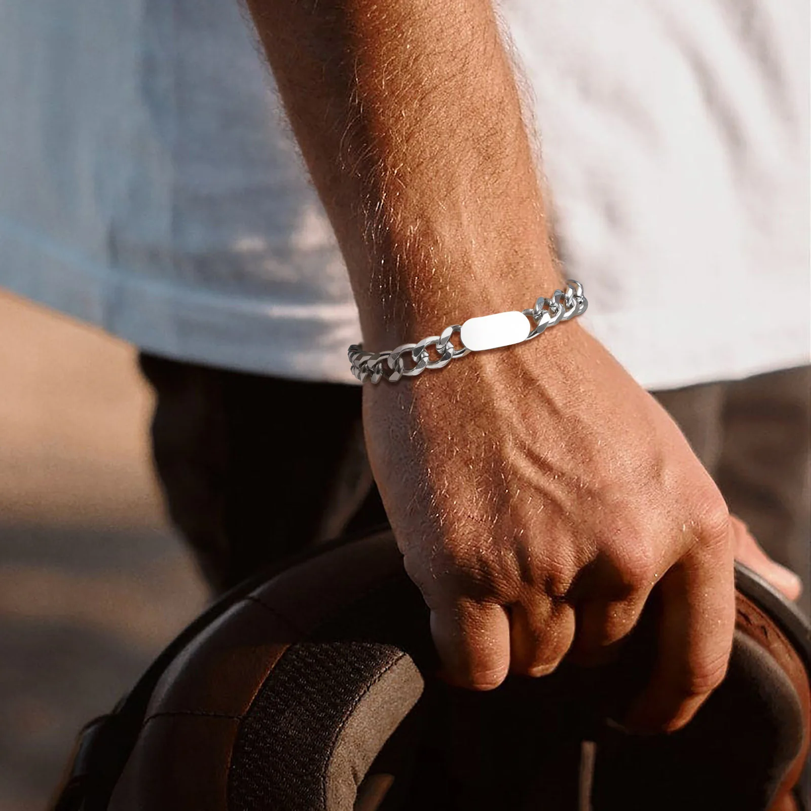 Custom Cuban Link Chain Bracelet Silver