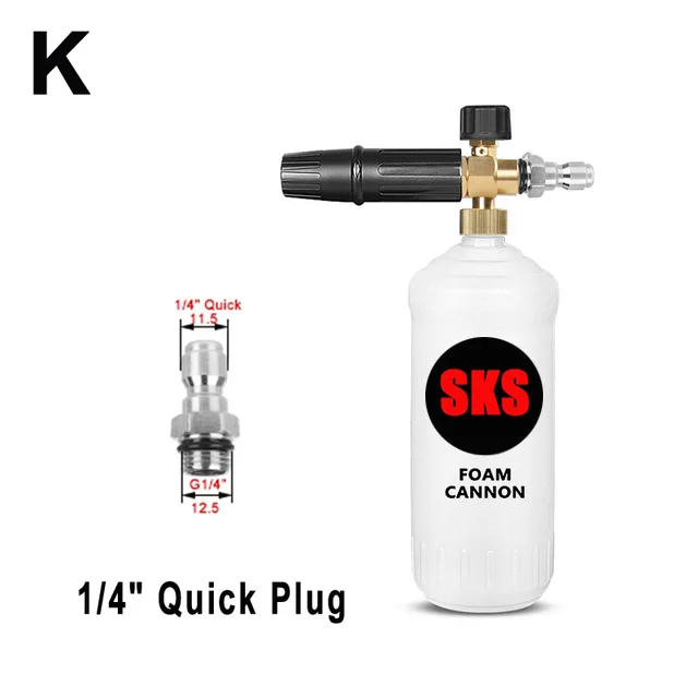 DUSICHIN Schaumkanone Für Hochdruckreiniger – 1 Liter, Weithals, Mit 1/4" Schnellanschluss, Verstellbar