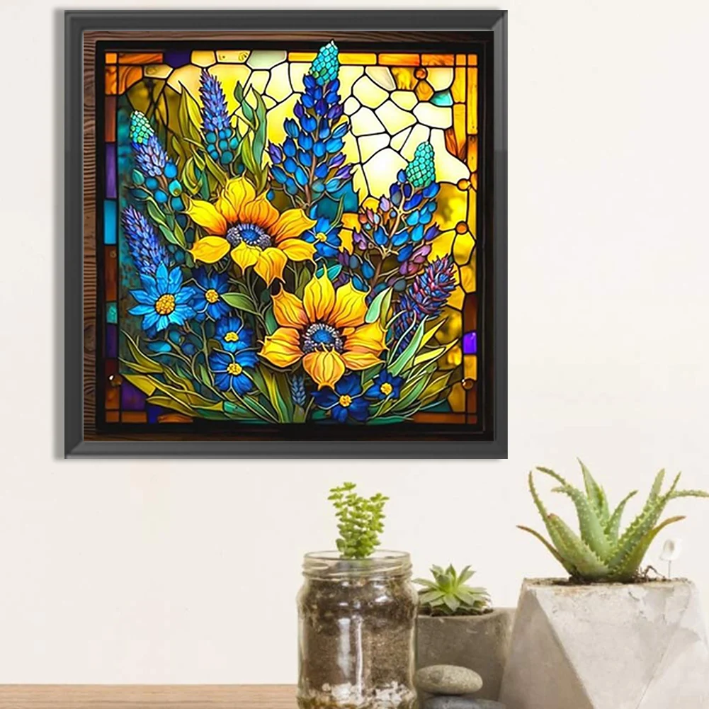 5D Diy Diamond Painting New Stained Glass Art Sunflower Mosaic Embroidery Full Rhinestone Set Home Decor Gifts 45x45cm