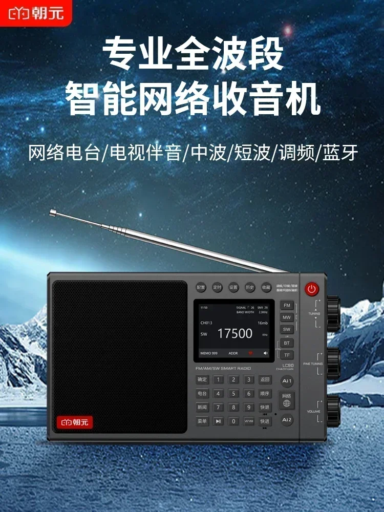 Chaoyuan LC90 블루투스 무선 올밴드 FM 라디오, 카드 포함, IPS 스크린, 야외 서브우퍼 스피커, 글로벌 라디오 리시버
