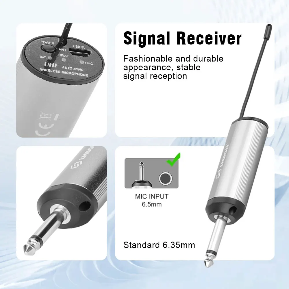 LMBGM-MK36 UHF Wireless Microphone System Mini Bodypack Lavalier/Headset Mics Metal Material Long Battery Life for Live,Teaching