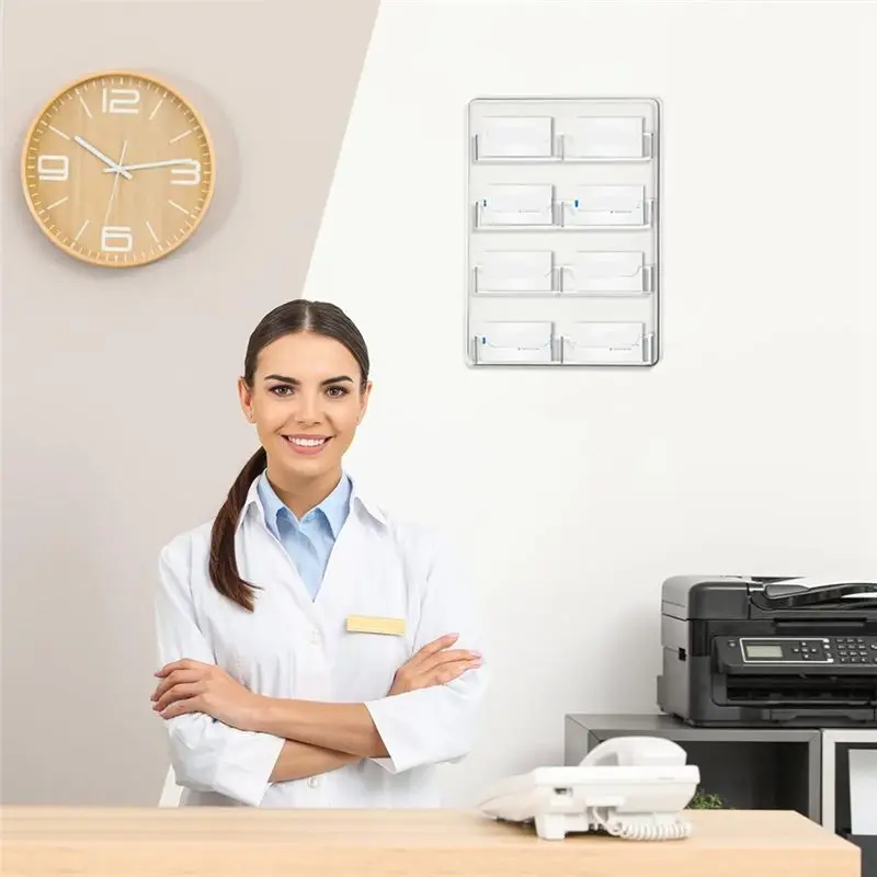 LC-투명 아크릴 명함 홀더 벽걸이 디스플레이 랙 다중 카드 홀더 스티커 정리함