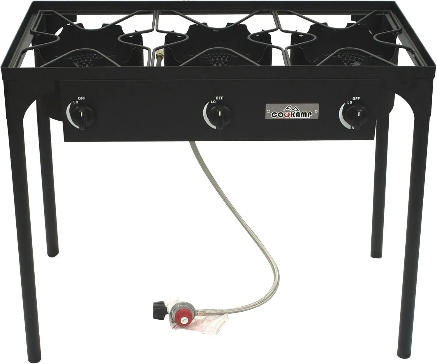 High Pressure Triple Propane Burner Outdoor Propane Camping Stove with 0-20 PSI Adjustable HighRegulator and Steel Bra