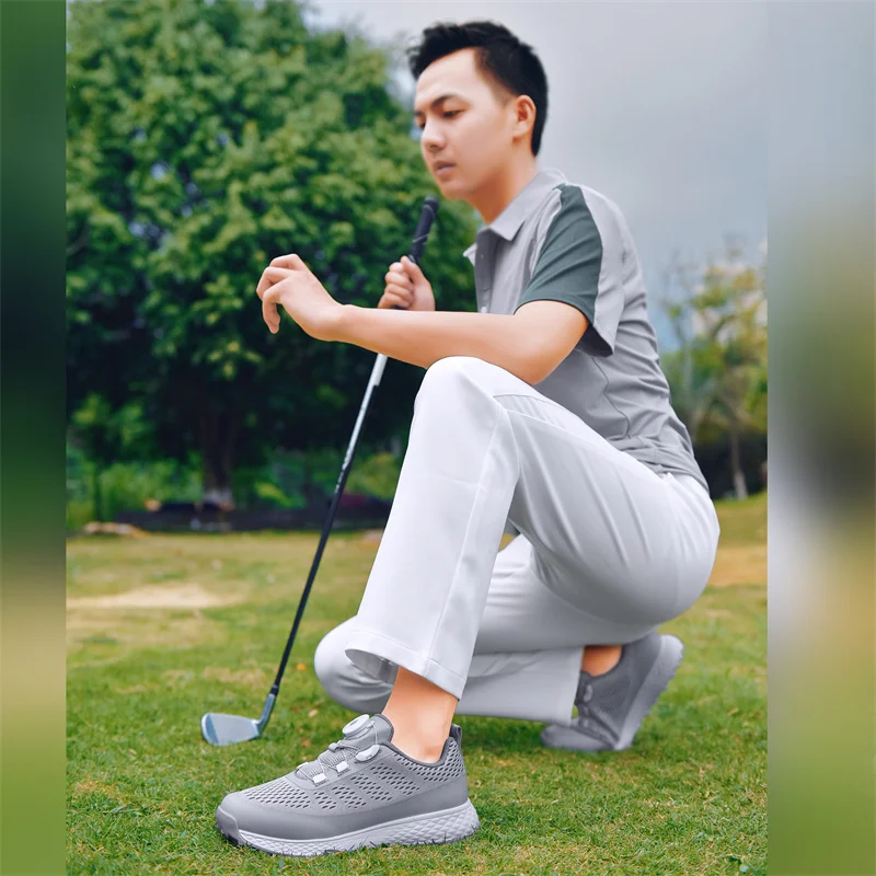 Professional Men's Golf Shoes Outdoor Grassland Fitness Training Golf Sports Shoes Quick Lace Up Golf Shoes