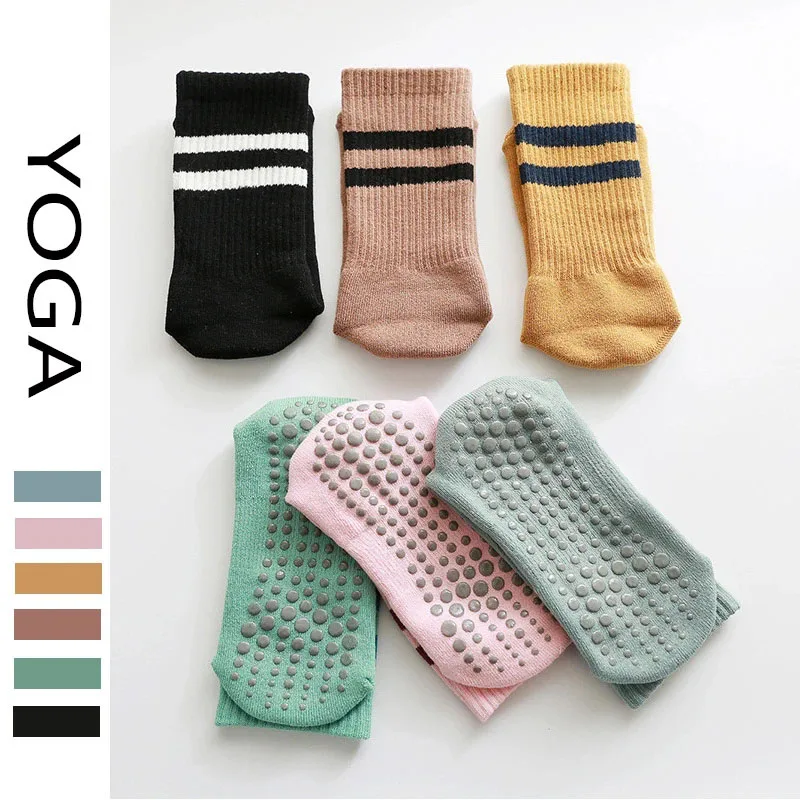 Cotton Medium Size Socks Women's Multicolor Anti Slip Fitness Exercise
