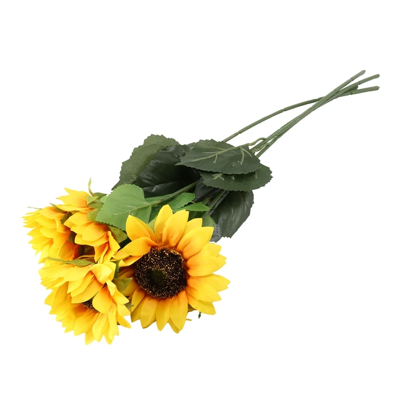 4 Pcs Artificial Sunflowers Big Head Long Stem Artificial Silk Flowers For Home Hotel Office