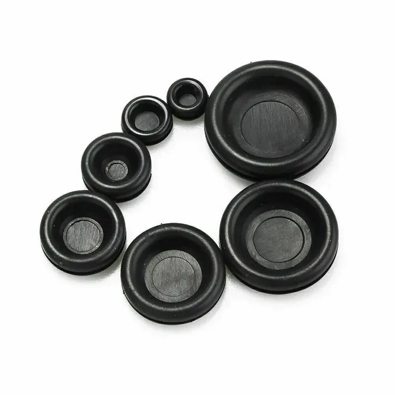 170pcs Rubber Grommet Double Sided Protective Coil Black Rubber Fireproof Plug Hole Retaining Ring Electrical Wire Gasket for Ca