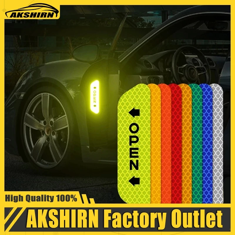 4 PCS/set Car Open Reflective Stickers Tape Warning Mark Night Driving Safety Lighting Luminous Decor Auto Door Stickers