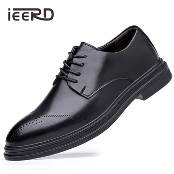 Oxfords – chaussures classiques en croûte de cuir pour hommes, grande taille 38-48, Brogue d’affaires formel, augmentation interne