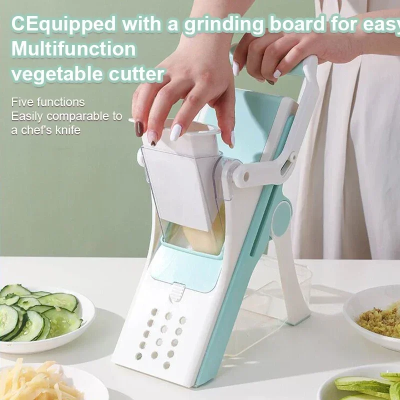 5 in 1 Vegetable Cutter Mandoline Slicer Manual Food Chopper Fruit Potato Cucumber Carrot Meat Slicer Shredder Safe Slice vegetable slicer fruit slicer vegetable cutter food slicer potato slicer apple slicer apple cutter potato cutter food shredder