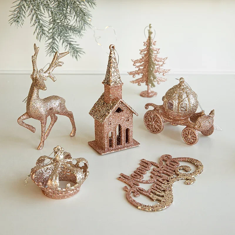 Golden Snowflake Hanging Ornaments, Xmas Tree, Acrylic Pendant, Christmas Decoration, Home Gifts, New Year, 2025