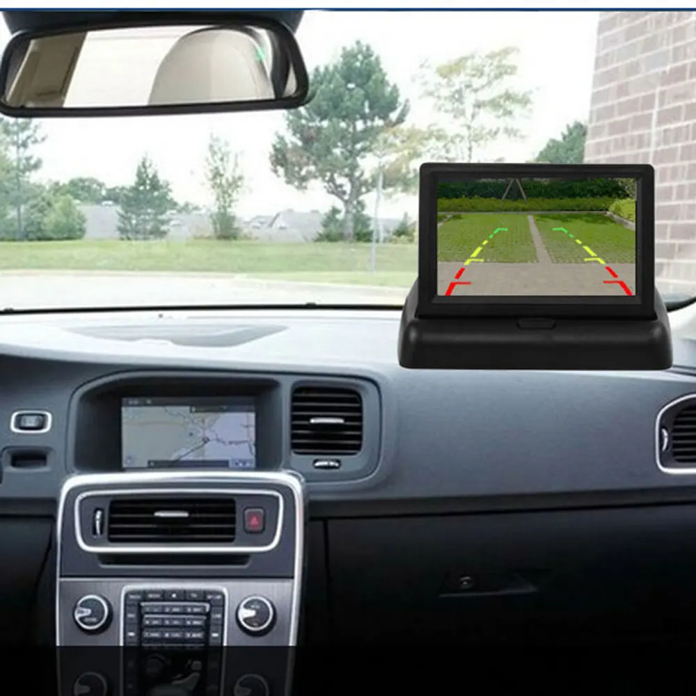 Car Display Monitor Car Display Assembly LCD Display Car Monitor Display Foldable Color TFT LCD 4.3 Inch Mirror HD Screen for Rear View Camera Backup Reaverse