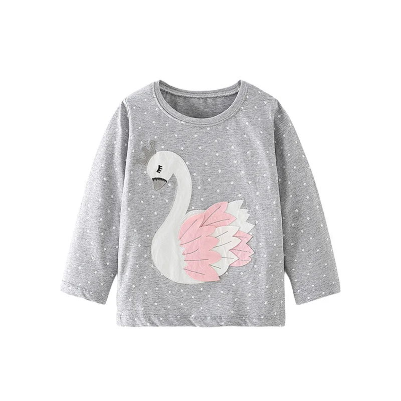 

Jumping Meters 2-7T Animals Baby Girls T Shirts Autumn Fashion Kids Clothes Applique Pockets Toddler Costume Cute Tops