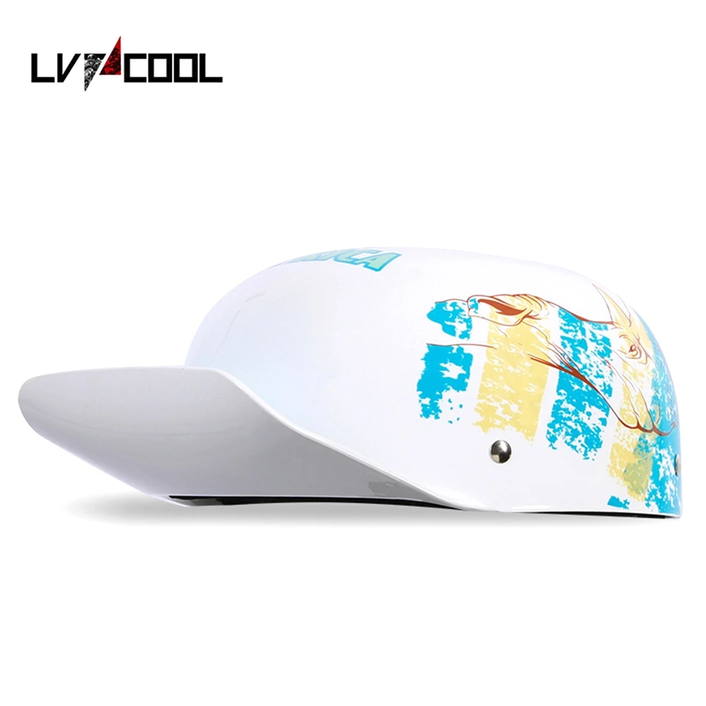 

LVCOOL 2023 Baseball Cap Helmet Motorcycle Helmets Summer Open Face Scooter for Cruiser Chopper Gangster Men Women K Type-L