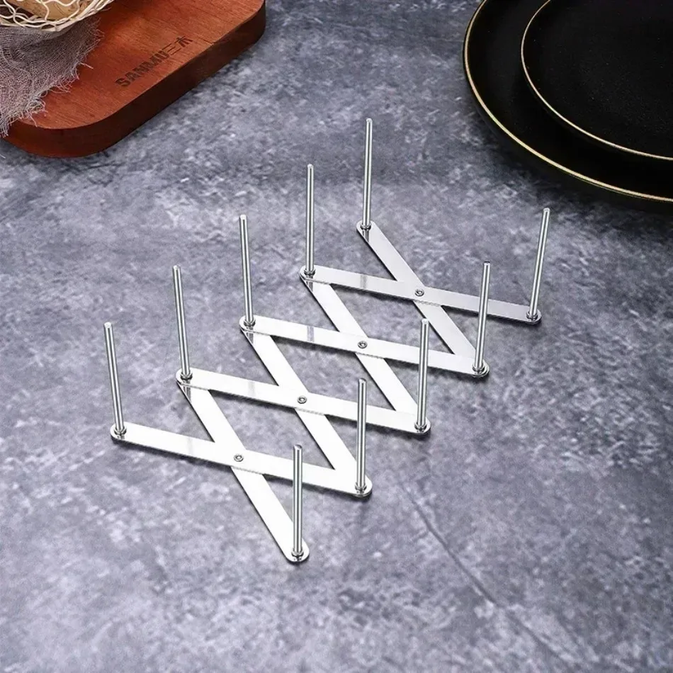 1 Pcs Creative Multi-Functional Telescopic Folding Storage Rack Organizer for Household Kitchen Pot Lid Plate Holder