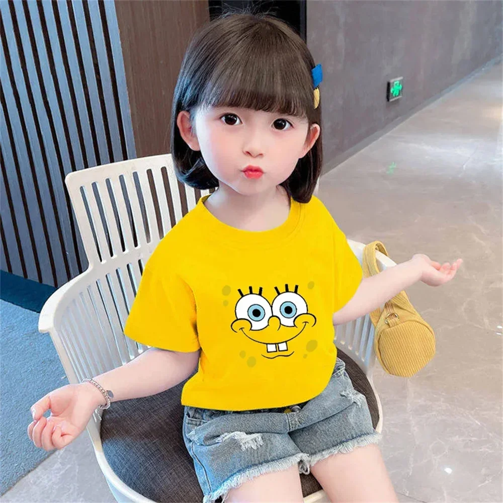 New SpongeBob T-shirt Kids Sweatshirt Kids Short Sleeve Boys Girls Clothing Summer Short sleeve ages 3-12 5