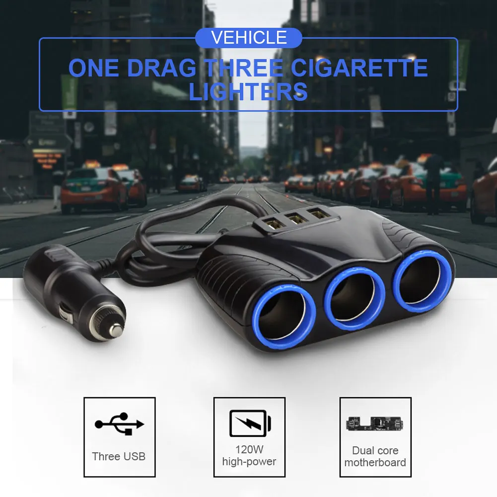 12V-24V 자동차 시가 라이터 소켓 3 웨이 USB 충전기 플러그 자동차 액세서리 용 자동차 부품 용 시가 라이터 어댑터
