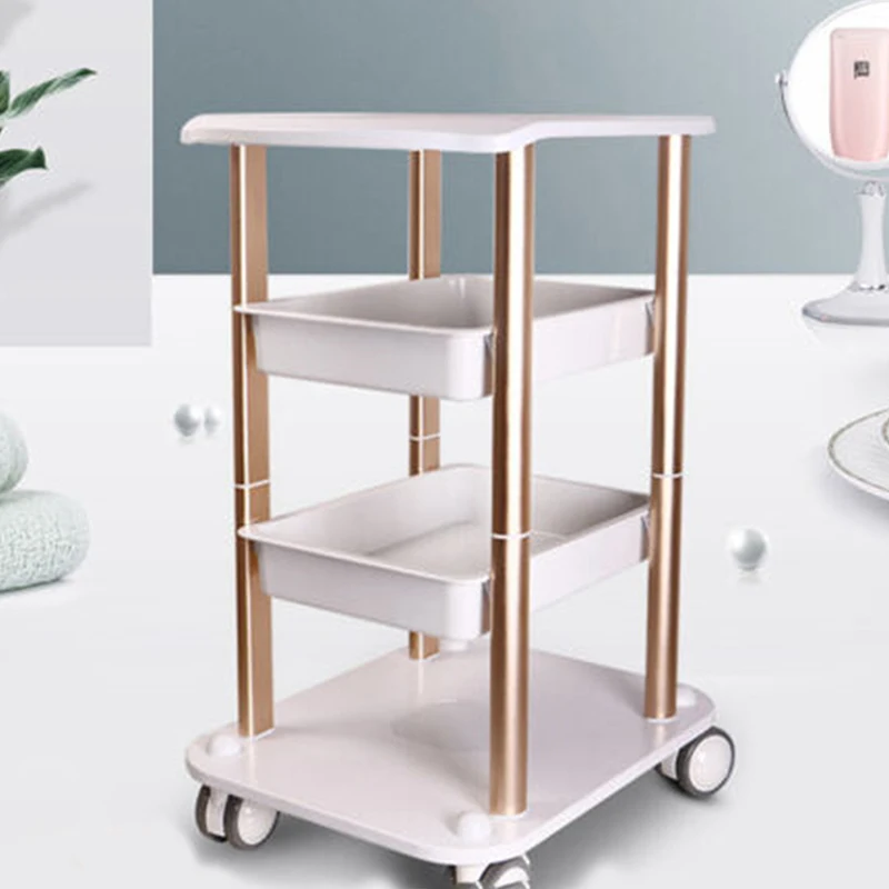 Living Room Side Table Stand Layer Small Mobile Rolling Cart Multi-functional Rack for Beauty Instruments Salon Furniture