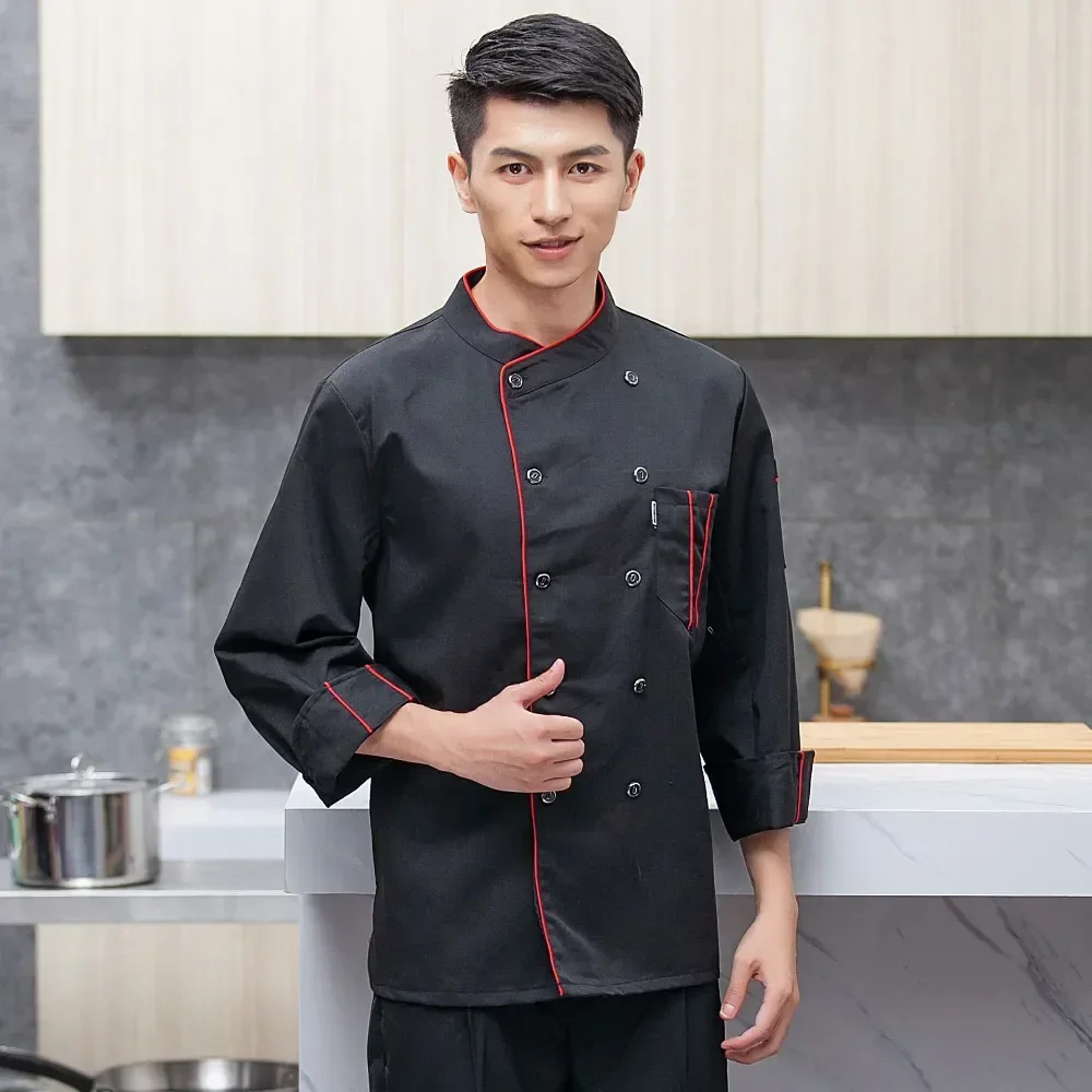 

Aprons Sleeve Jacket Cafe Chef Uniforms Jackets Restaurant Double Food Service Short Kitchen Waiter Long Breasted