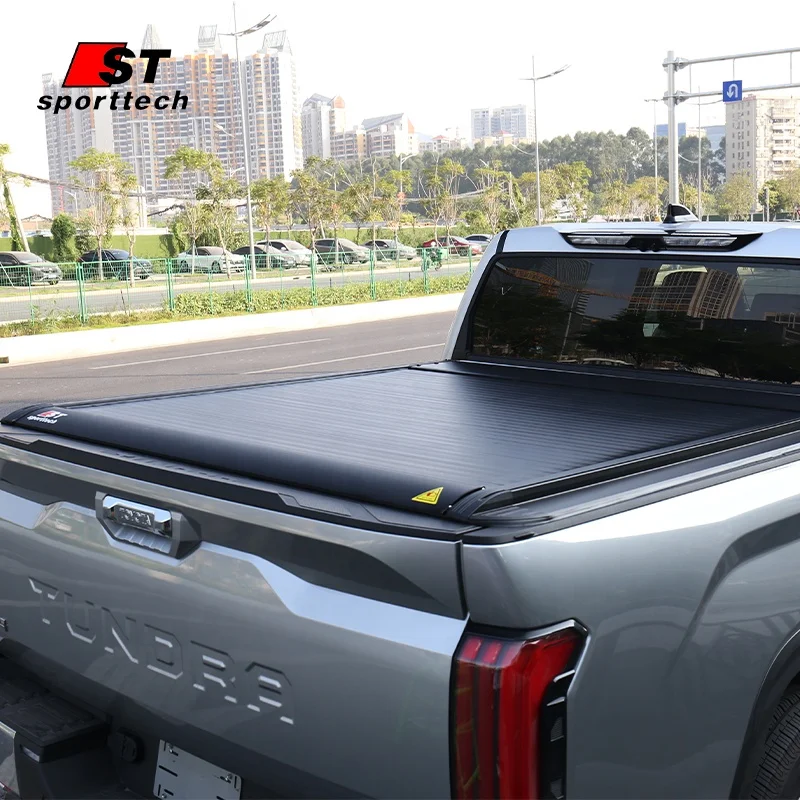

Truck Accessories Pickup Retractable Cargo Cover Roller Shutter Aluminium Electric Tonneau Cover For Toyota tundra 2023