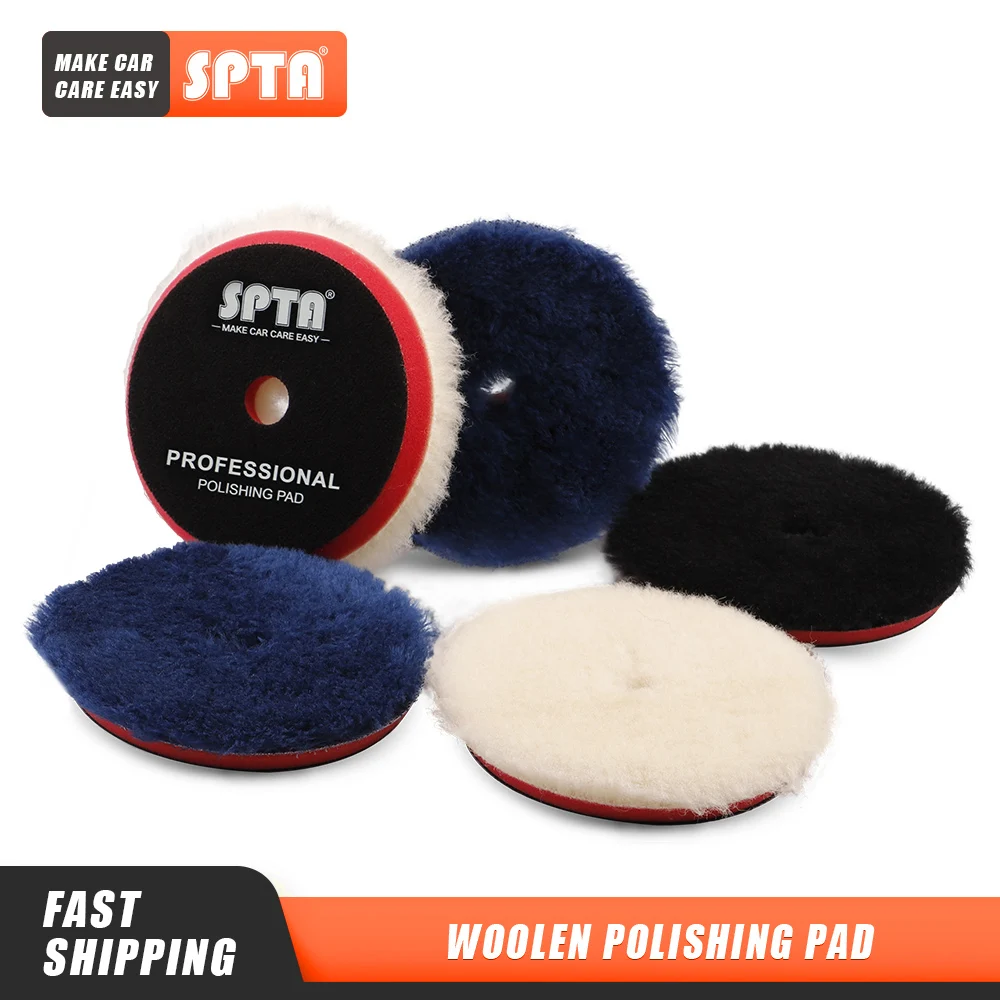 

(Bulk Sales 2Pcs & 10Pcs) SPTA 3"/5"/6" Wool Polishing Pad High Density Lambs Woollen Polish buffing Pad for Car Polisher