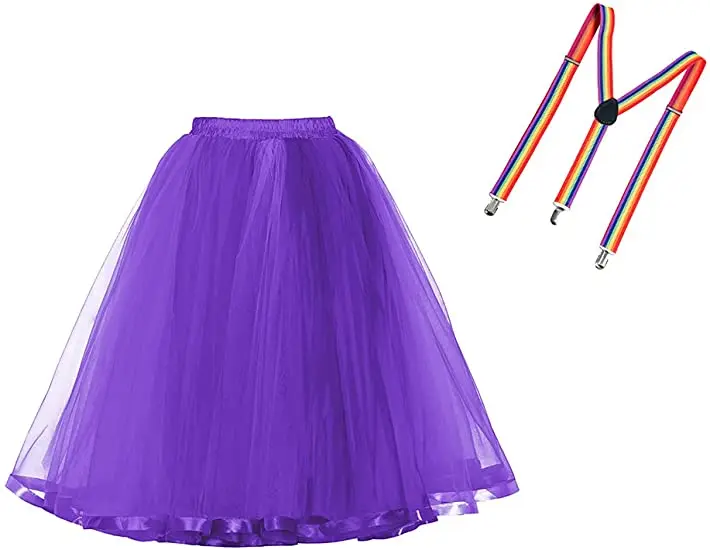 MisShow Women Rainbow Tutu Short Skirt 5 Layers Soft Tulle Pettiskirt Girls Cosplay Costumes Mesh Skirts High Elastic Band Gift 