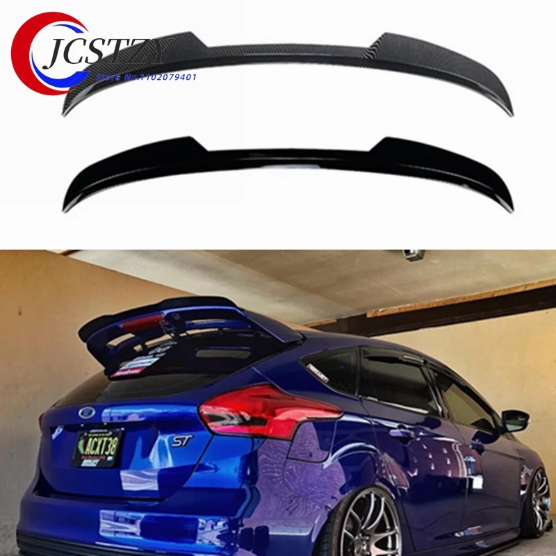 

For Ford Focus ST Spoiler MK3 Hatchback 4D External Small Spoiler Cap ABS Tail Texture Carbon Fiber Wing Accessories 2012-2018