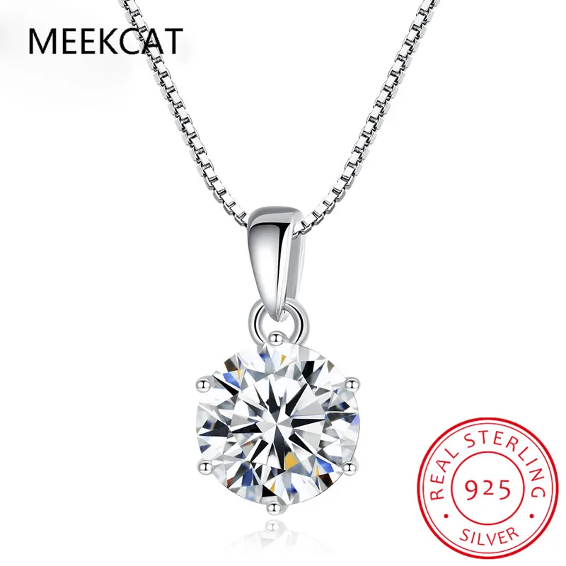 Moissanite Necklace Silver Necklace 2.0ct VVS1 D Color Moissanite Necklace 925 Soild Sterling Sliver Chain with Certificate Fine Jewelry for Woman