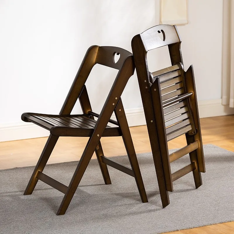 Retro Foldable Chair Home Back Chair Nordic Solid Wood Dining Office Computer Stool Simple And Simple Portable
