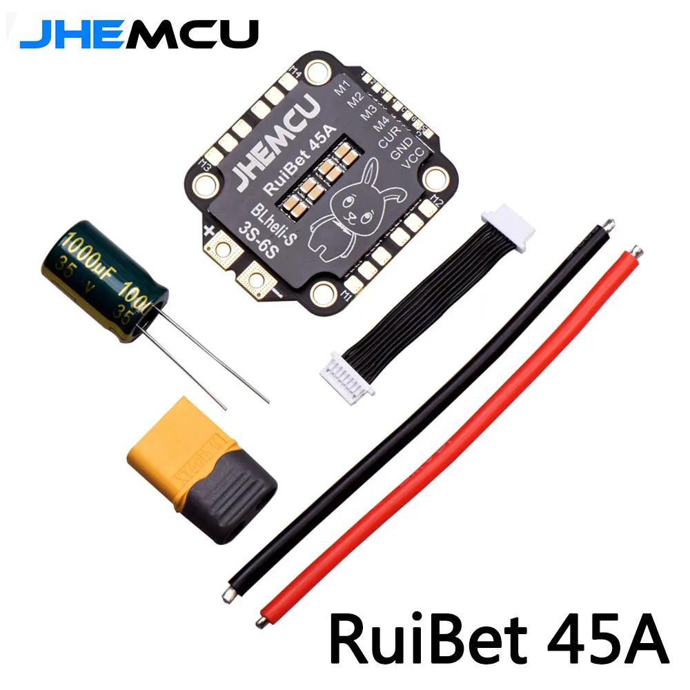 

JHEMCU RuiBet 45A/55A blheli _ S Dshot600 3-6S Бесщеточный 4 в 1 ESC 30x30 мм для FPV контроллера свободного полета, комплектующие «сделай сам»