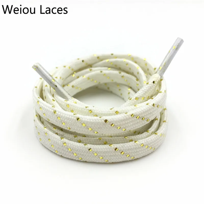 (30 Pairs/Lot)Weiou New Sneaker Shoelaces Sparkle Cross Grain Shoe Laces Shiny Glitter Flat Bootlaces Customized Metallic Lacet