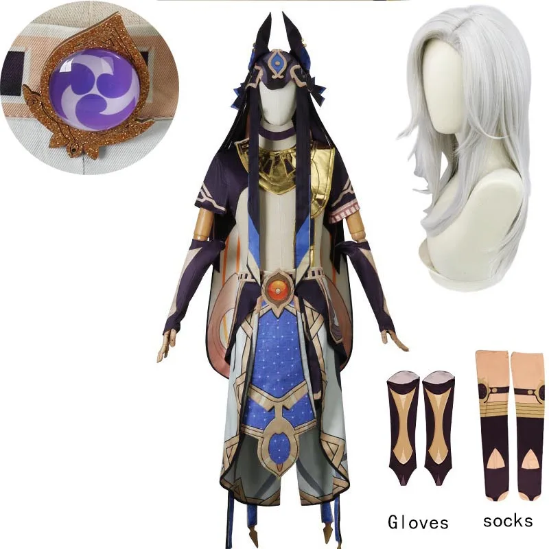 

Карнавальный костюм Cyno для косплея человека Mihoyo Sumeru, костюмы на Хэллоуин, карнавальные костюмы Cyno с париком