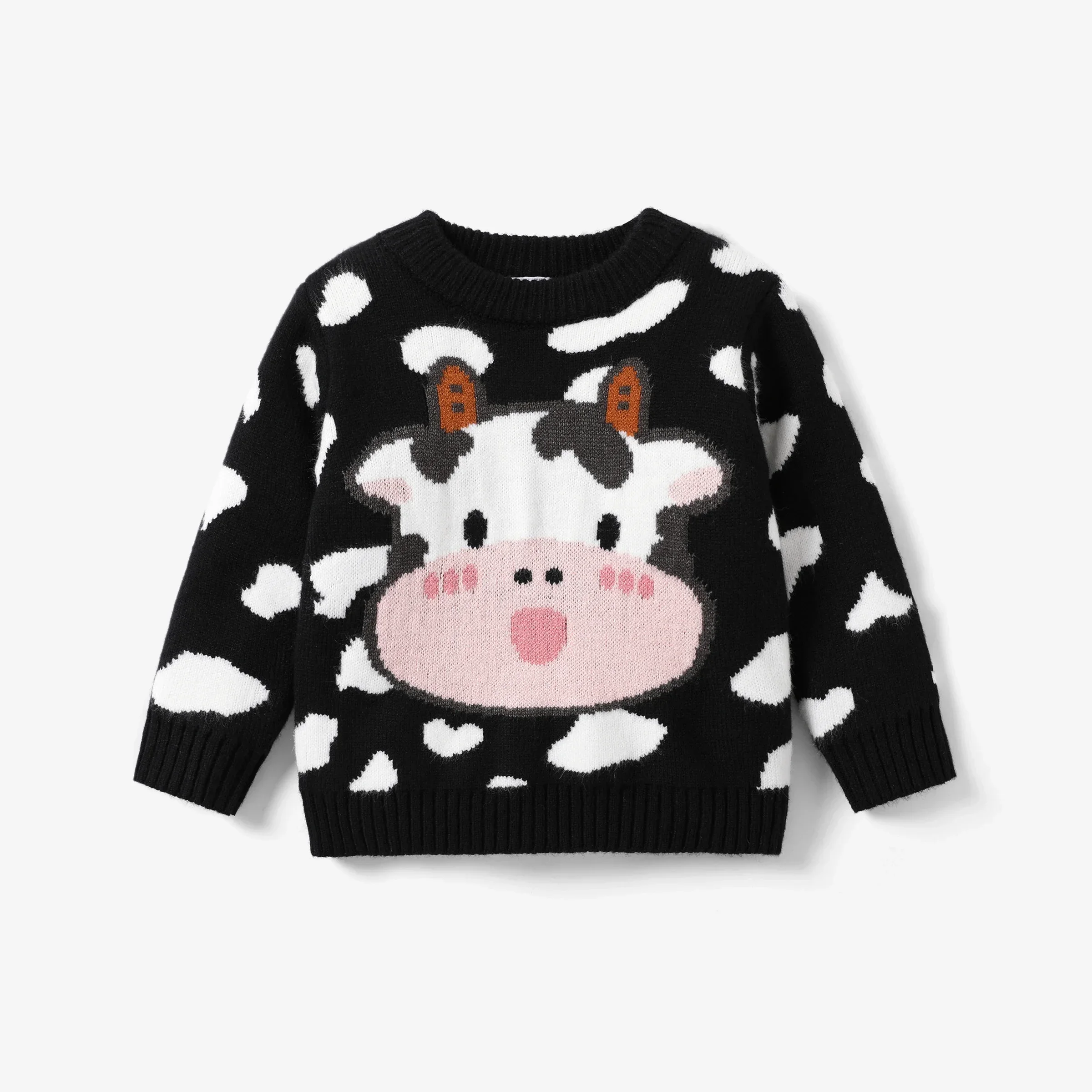 PatPat Baby Girl/Boy Cow Cute Animal pattern Striped Sweater Soft and Comfortable Perfect for Outings and Daily Wear