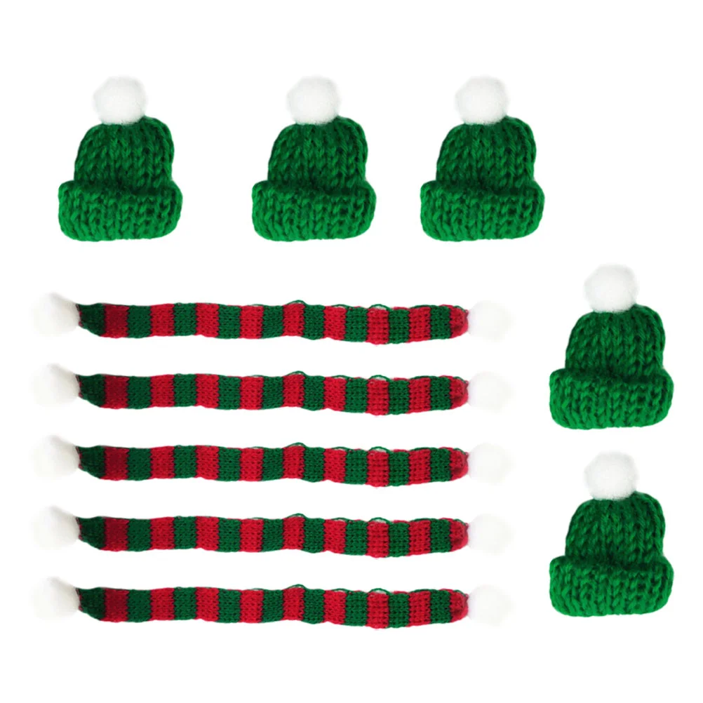 

Christmas Bottle Covers Mini Santa Hats Scarf Christmas Scarf Santa Hats For Elf Hat For Christmas Knit Hat And Scarfs Home