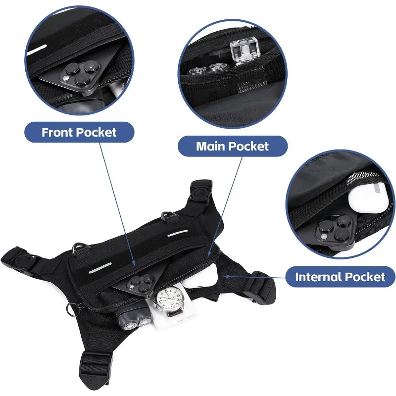 Sports Chest Bag Running Vest Bag Reflective Tape Waterproof and Anti-theft Suitable for Exercise Fishing Cycling and Hunting 3