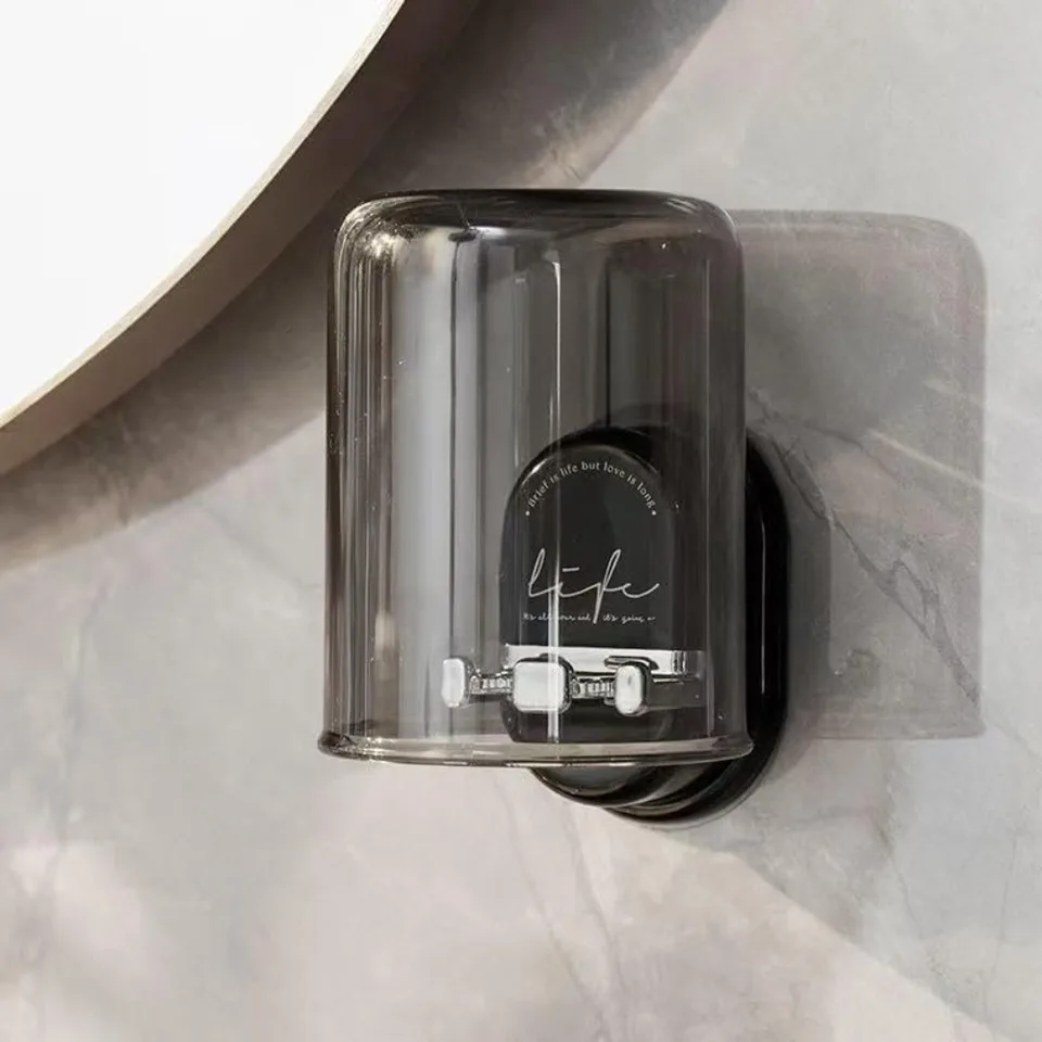 Wall Mounted Black Dustproof Toothbrush Holder Cup