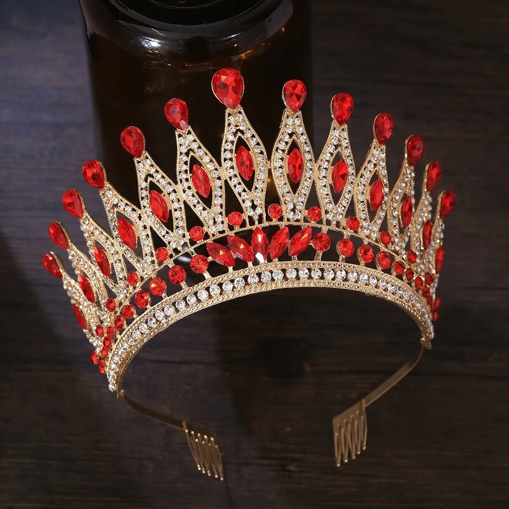 Luxury Baroque Queen Crystal Crown With Comb For Bridal Wedding_voghion.com