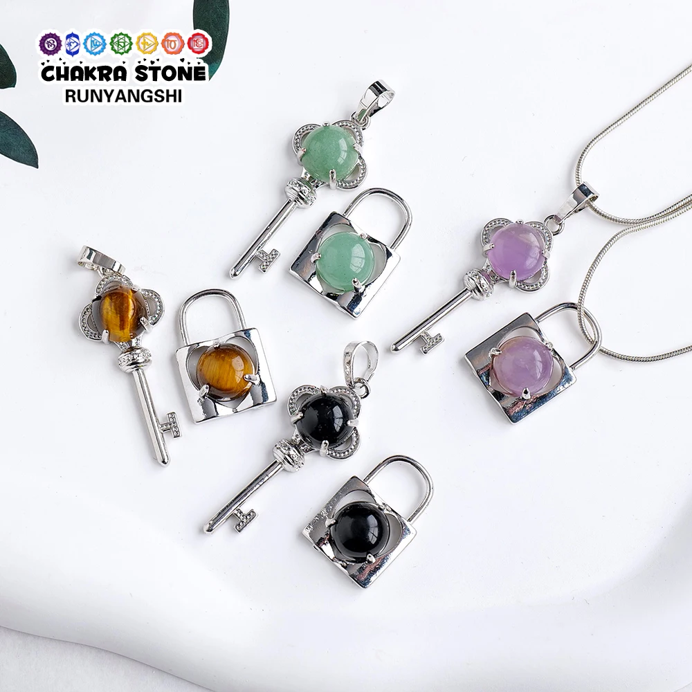 1 пара натуральных кристальных камней, подвеска с двумя ключами, аметист, роза, кварц, пары предметов для самостоятельного изготовления ожерелья, ювелирных изделий