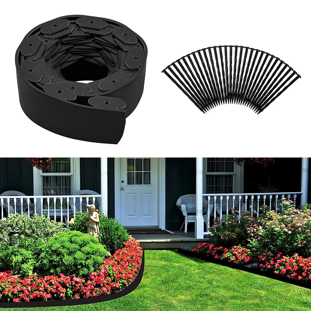 【Breeins】Landscape Edging Length No Digging Garden Edging Kit Include 15/30 Spikes, Premium Yard Edging Fence with One Spike p