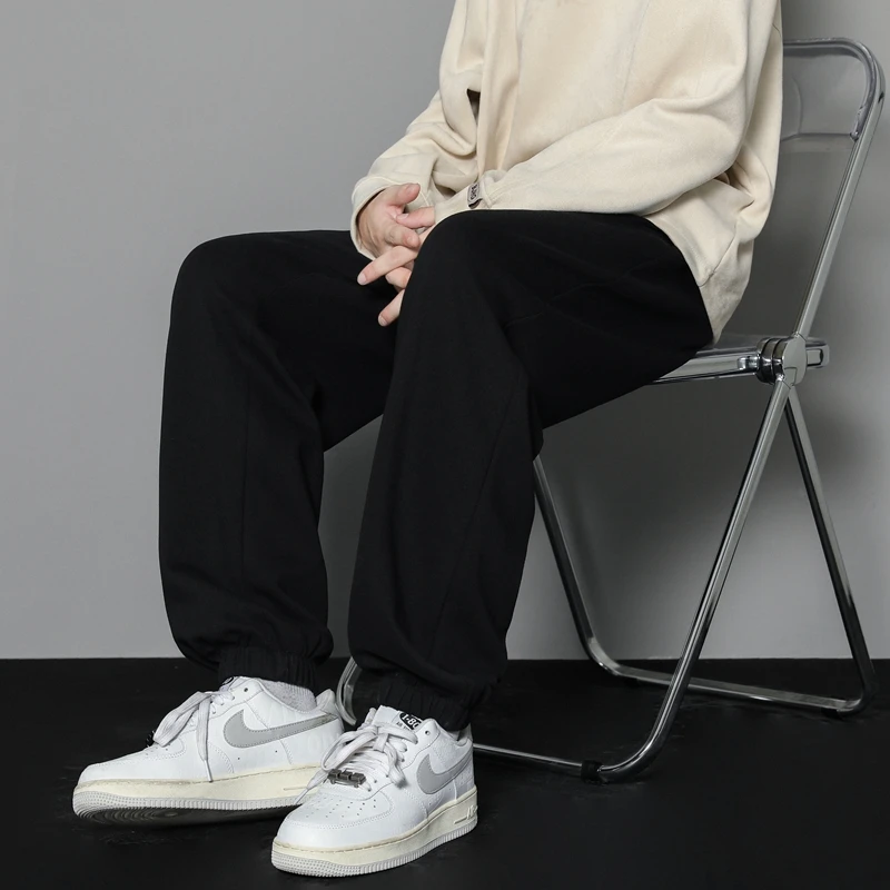 CAAYU 캐주얼 스포츠 바지 남성 2024 가을 느슨한 회색 헐렁한 바지 조깅 Hombre 패션 니트 바지 농구 운동복 남성