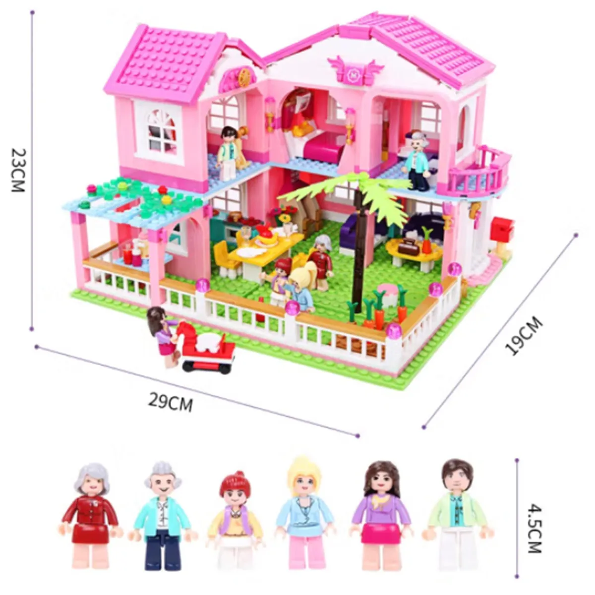 Finebely Dream Girls Friends House Building Set, Villa House Building  Blocks Kit Included 4 Mini Toy Figures, a Buildable Car, Swing, for Girls  Kids