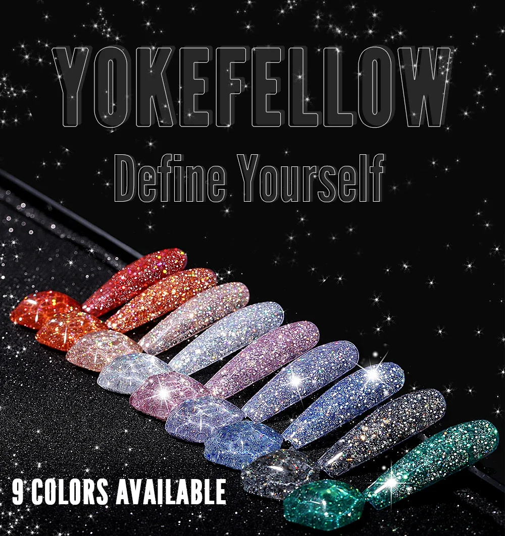 Description Picture 3 of item2024 New YOKEFELLOW 10ML Reflective Glitter Gel Nail Polish Soak Off UV Gel Varnish Colorful Brown Nail Gel Polish For Manicure