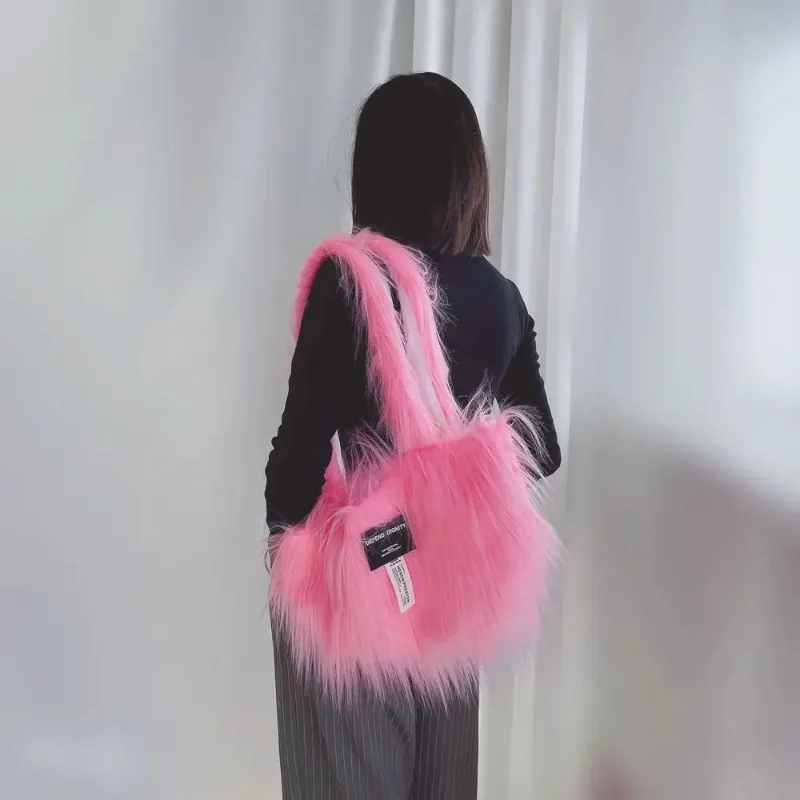 

INS Милая Горячая Девушка Y2k розовая Длинная шерстяная барбиекор супер большой емкости дизайнерская сенсорная сумка на одно плечо сумки-тоут сумки