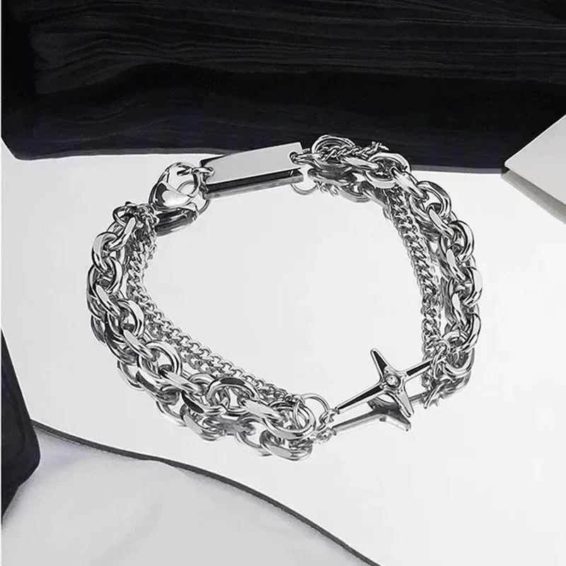 

Retro Star Titanium Steel Bracelet for Women/Young Girls/Men Fashion Hip Hop Bracelet Jewelry