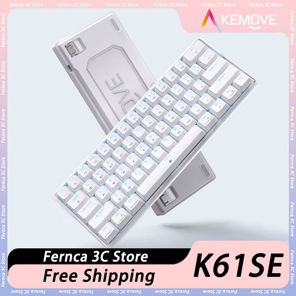Механическая клавиатура KEMOVE K61SE, клавиатура с горячей заменой, эргономичная портативная игровая клавиатура с RGB подсветкой, клавиатура PBT, ПК, блестящий подарок