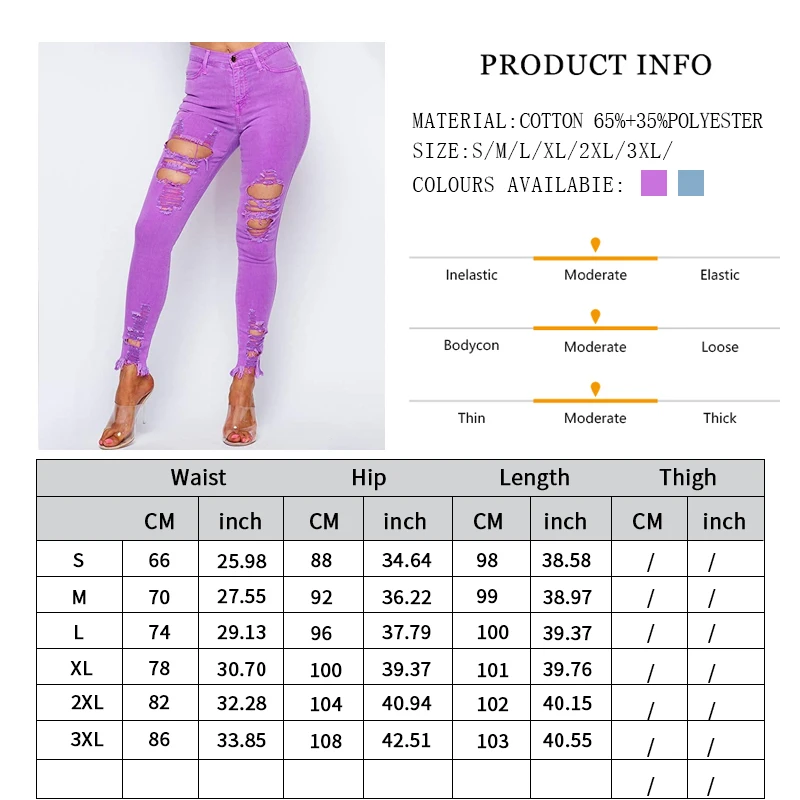 Women's Slim-fitting Petite Pants Women's Stretch Large Size Leggings Women's Retro Ripped Denim Long Pants Women's